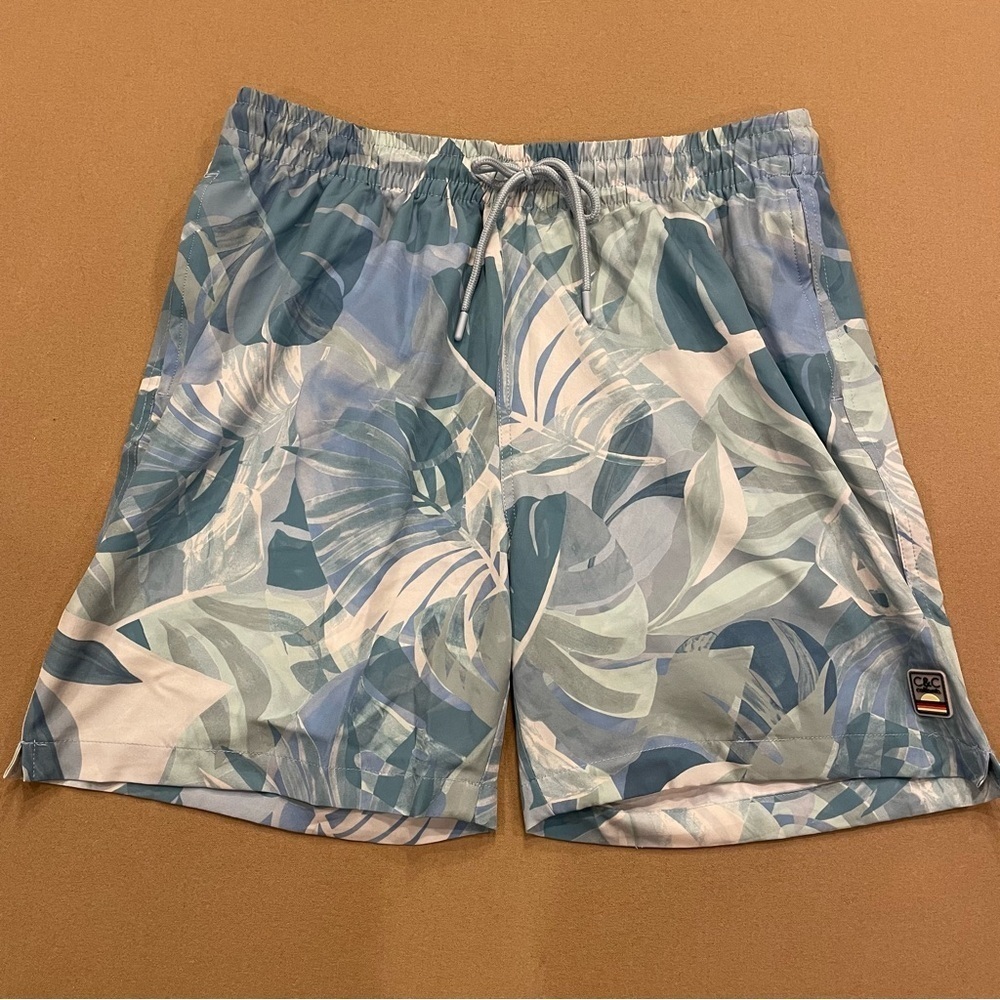Men’s C&C California Boxer Brief Lined Tropical Print Swim Trunks Size Large New